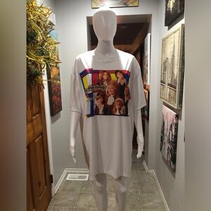 White Graphic Oversized Front & Back The Partridge Family Tshirt